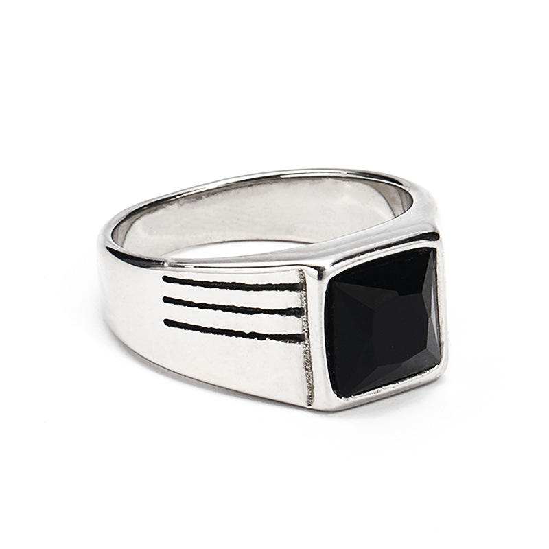 Vintage Style Geometric Color Block Titanium Steel Plating Inlay Glass Unisex Rings display picture 2