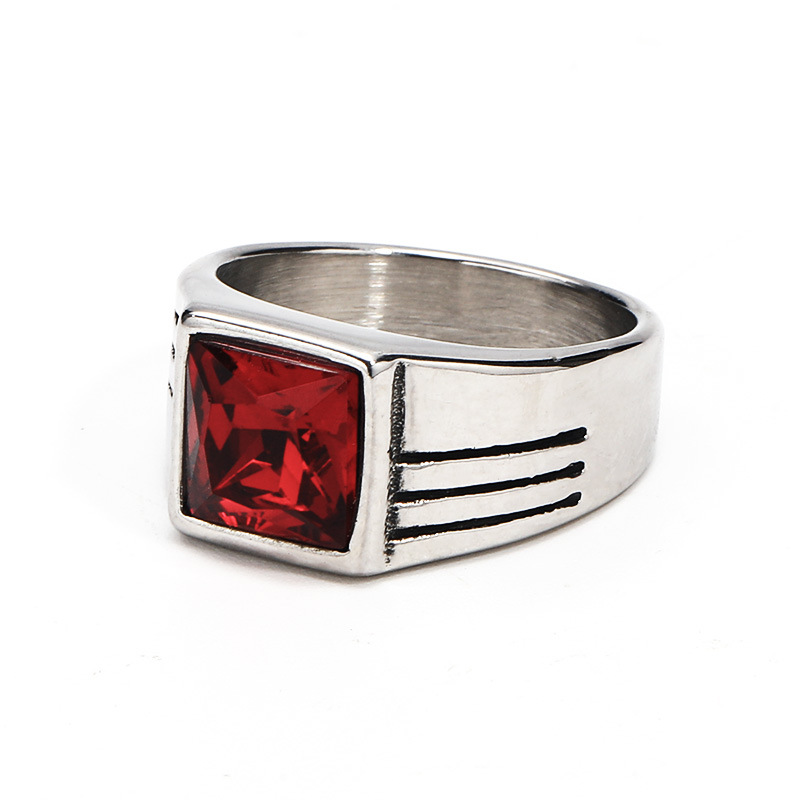 Vintage Style Geometric Color Block Titanium Steel Plating Inlay Glass Unisex Rings display picture 3
