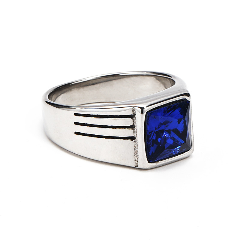Vintage Style Geometric Color Block Titanium Steel Plating Inlay Glass Unisex Rings display picture 4