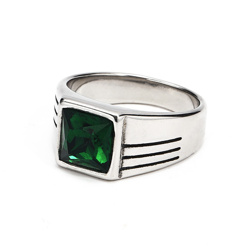 Vintage Style Geometric Color Block Titanium Steel Plating Inlay Glass Unisex Rings display picture 5