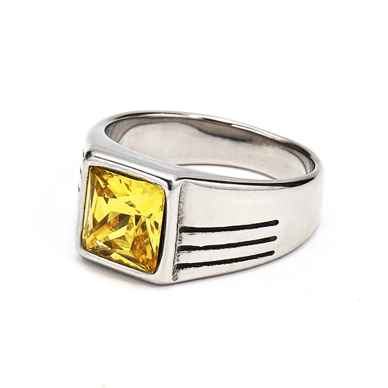 Vintage Style Geometric Color Block Titanium Steel Plating Inlay Glass Unisex Rings display picture 6