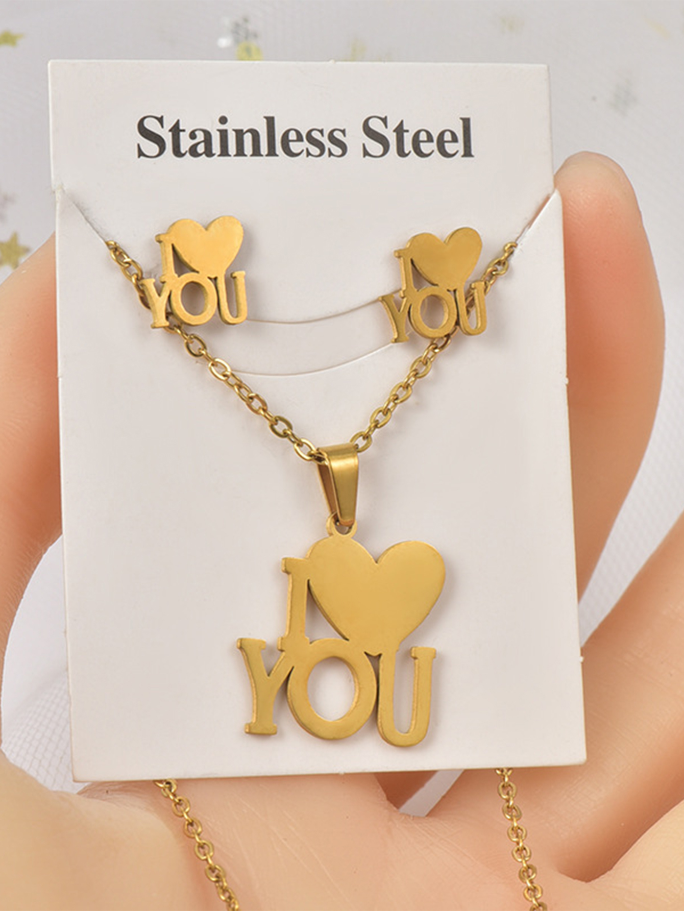 Wholesale Formal Shiny Letter Stainless Steel Plating 18k Gold Plated display picture 2
