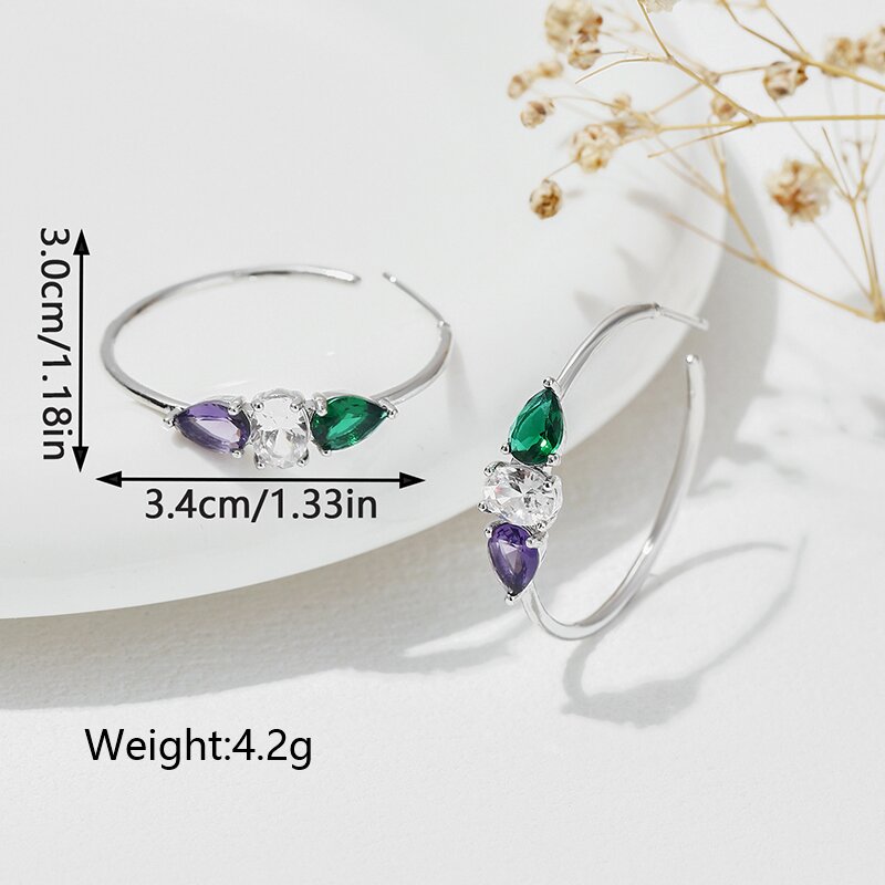 1 Pair Ig Style Simple Style Color Block Plating Inlay Copper Zircon Palladium White K Gold Ear Studs display picture 1
