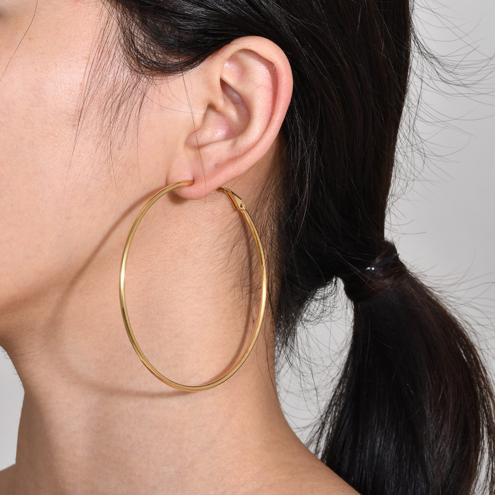 1 Pair Simple Style Geometric 304 Stainless Steel Gold Plated Hoop Earrings display picture 8