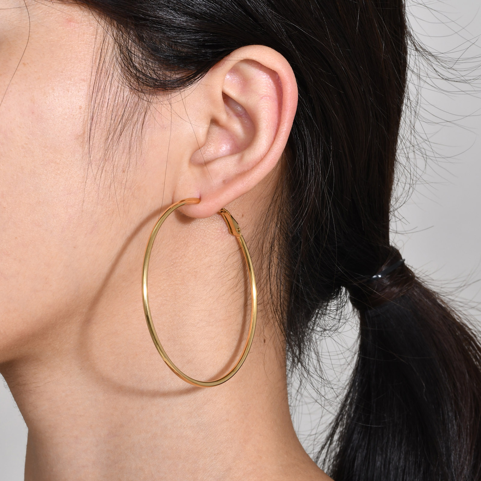 1 Pair Simple Style Geometric 304 Stainless Steel Gold Plated Hoop Earrings display picture 9