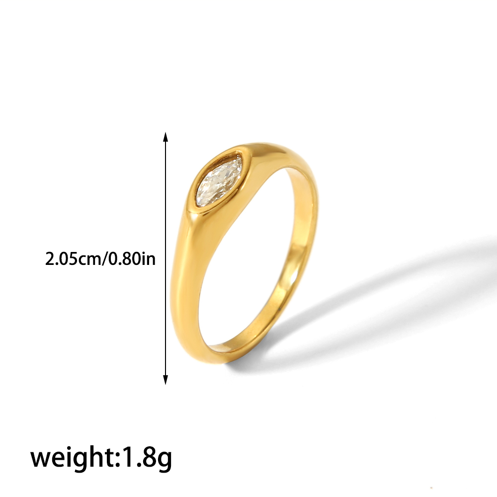 304 Stainless Steel Casual Korean Style Plating Inlay Round Zircon Rings display picture 7
