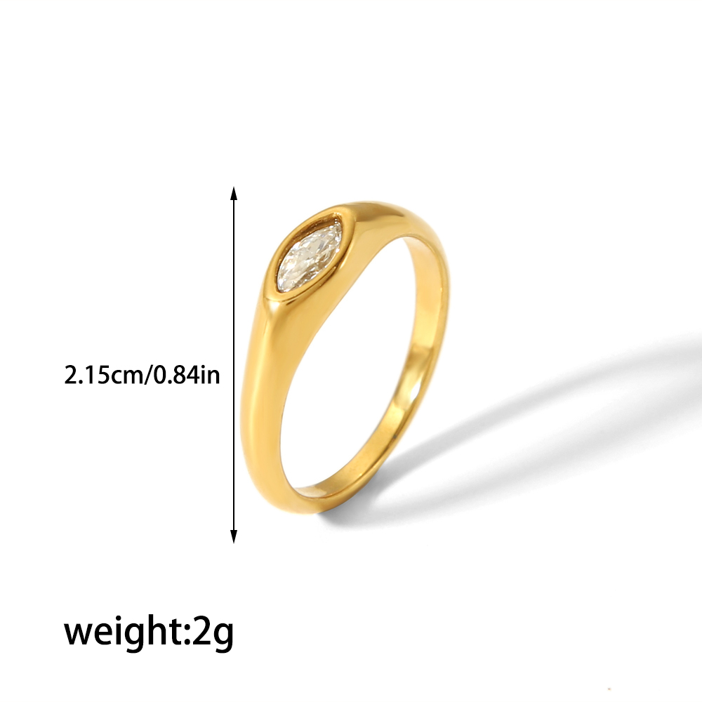 304 Stainless Steel Casual Korean Style Plating Inlay Round Zircon Rings display picture 11