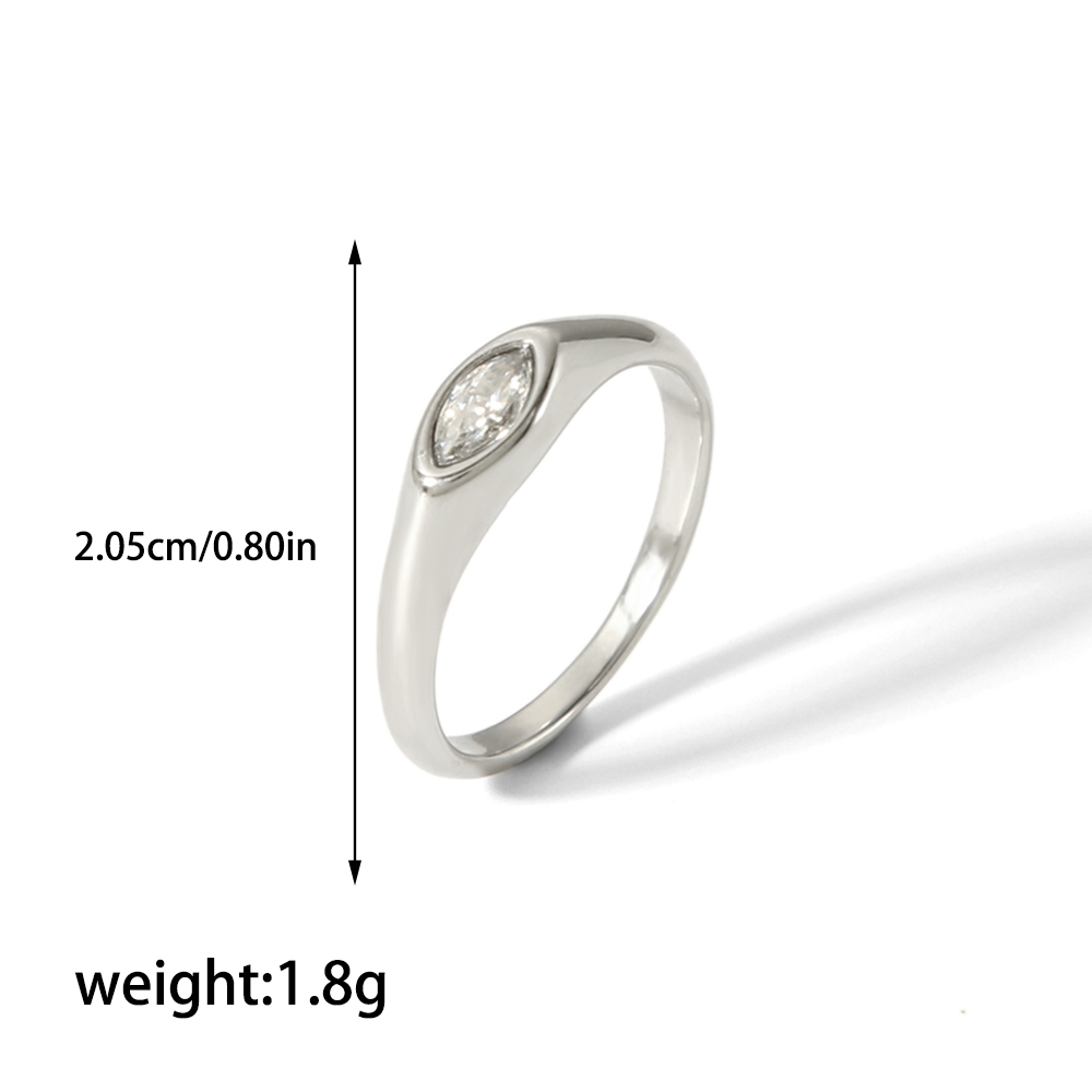 304 Stainless Steel Casual Korean Style Plating Inlay Round Zircon Rings display picture 10