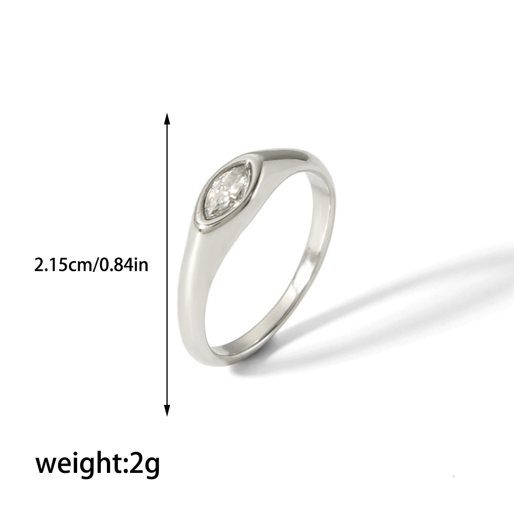 304 Stainless Steel Casual Korean Style Plating Inlay Round Zircon Rings display picture 12