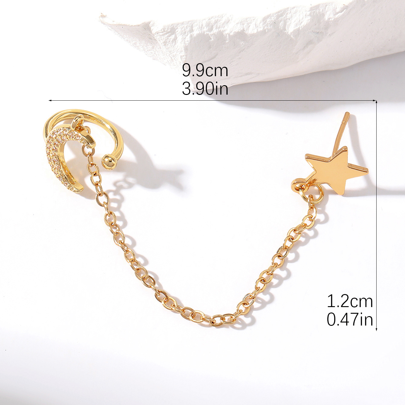 1 Piece Vintage Style Star Moon Plating Inlay Copper Zircon Gold Plated Ear Cuffs display picture 2