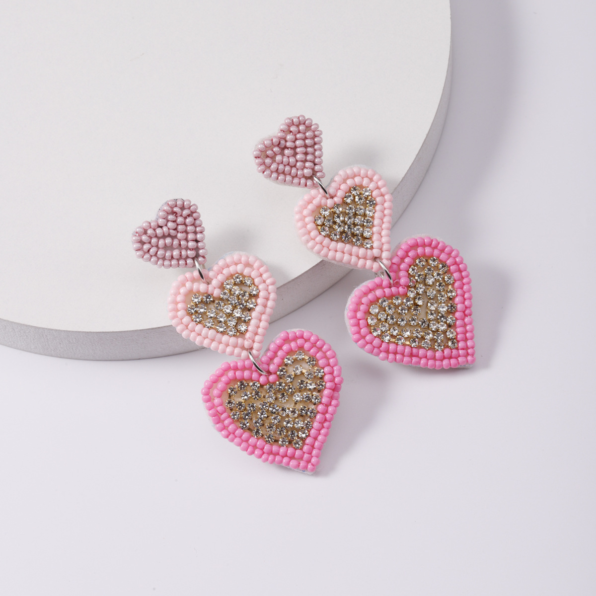 1 Pair Elegant Heart Shape Plastic Cloth Drop Earrings display picture 10