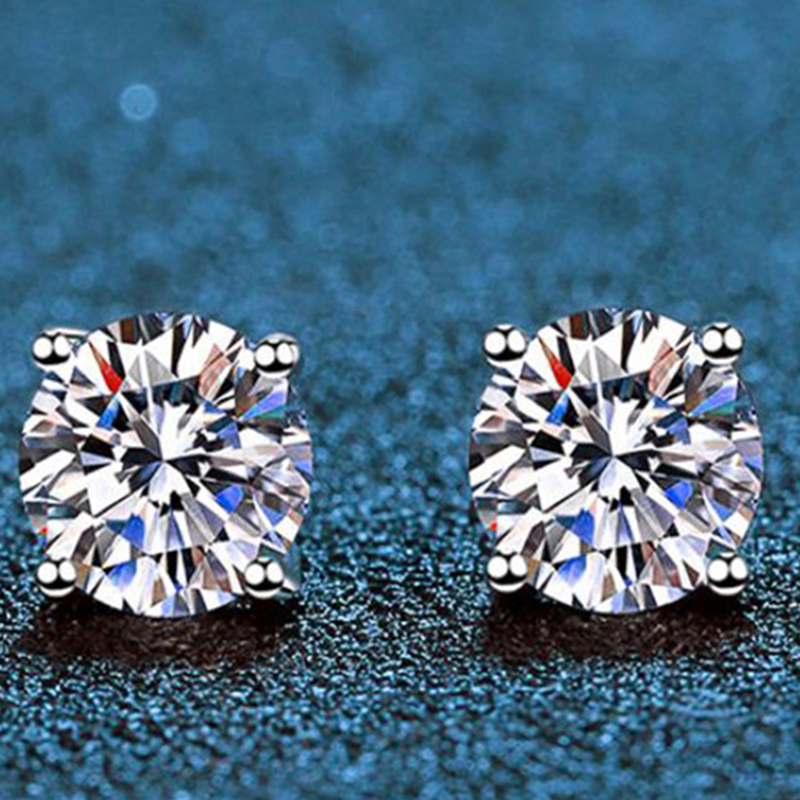 1 Pair Sweet Classic Style Geometric Inlay Sterling Silver Zircon White Gold Plated Ear Studs display picture 3