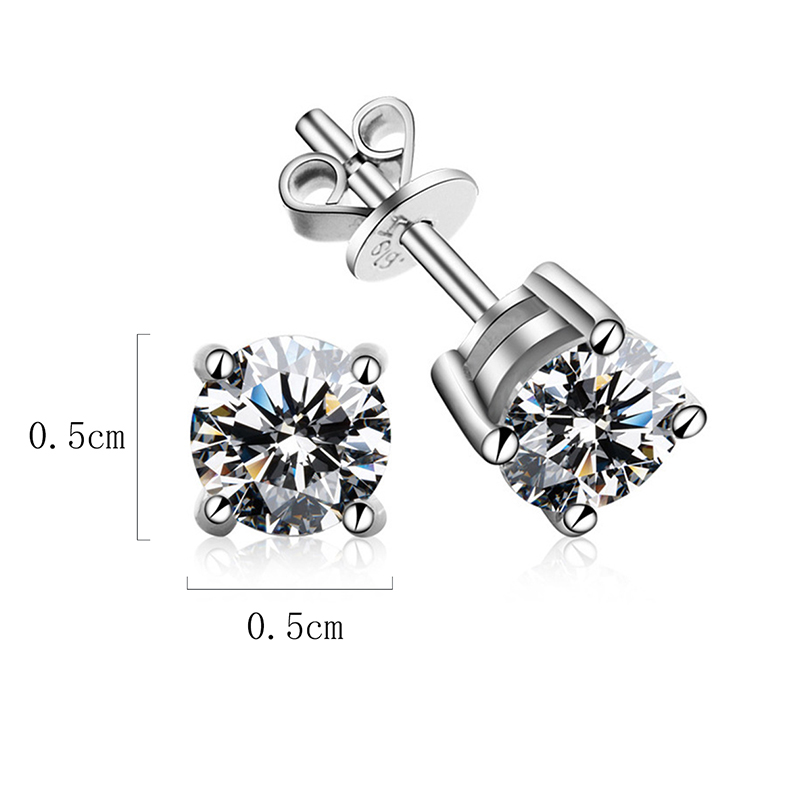 1 Pair Sweet Classic Style Geometric Inlay Sterling Silver Zircon White Gold Plated Ear Studs display picture 5