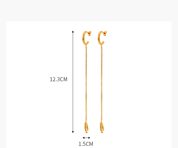 1 Pair Elegant Geometric Solid Color Chain 304 Stainless Steel 18K Gold Plated Drop Earrings display picture 1
