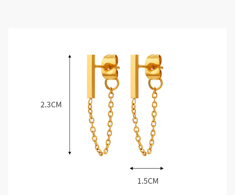 1 Pair Vintage Style Geometric Solid Color Plating Chain Titanium Steel 18K Gold Plated Drop Earrings display picture 1
