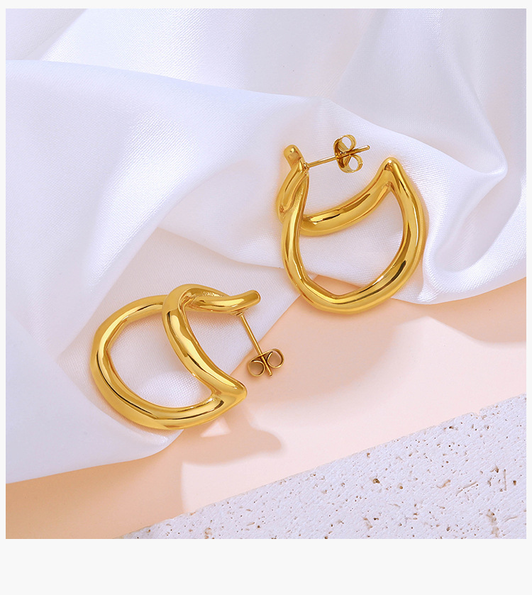 1 Pair Simple Style Geometric Plating 304 Stainless Steel 18K Gold Plated Ear Studs display picture 3