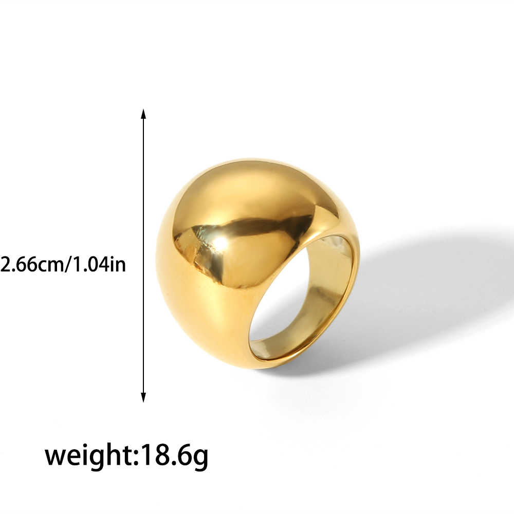 304 Stainless Steel 18K Gold Plated Retro Roman Style Polishing Plating Circle Waves Rings display picture 5
