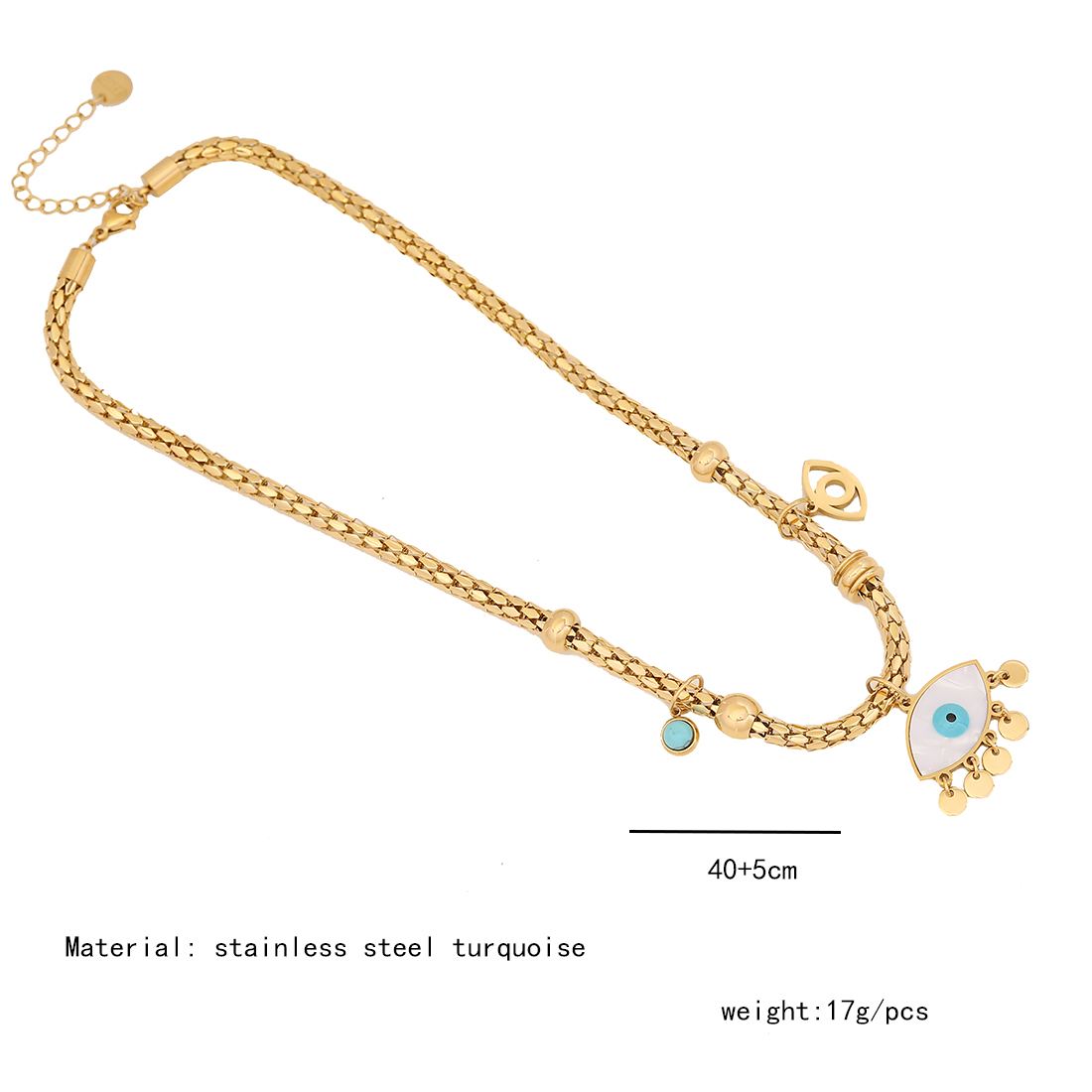 Stainless Steel 18K Gold Plated Retro Commute Enamel Plating Cross Eye Butterfly Bracelets Necklace display picture 3