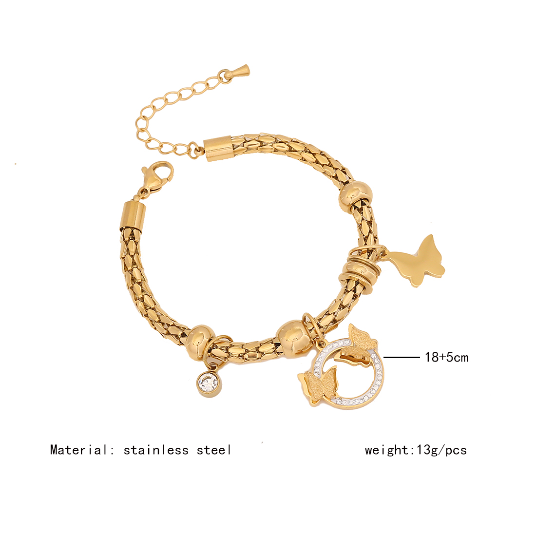 Stainless Steel 18K Gold Plated Retro Commute Enamel Plating Cross Eye Butterfly Bracelets Necklace display picture 6