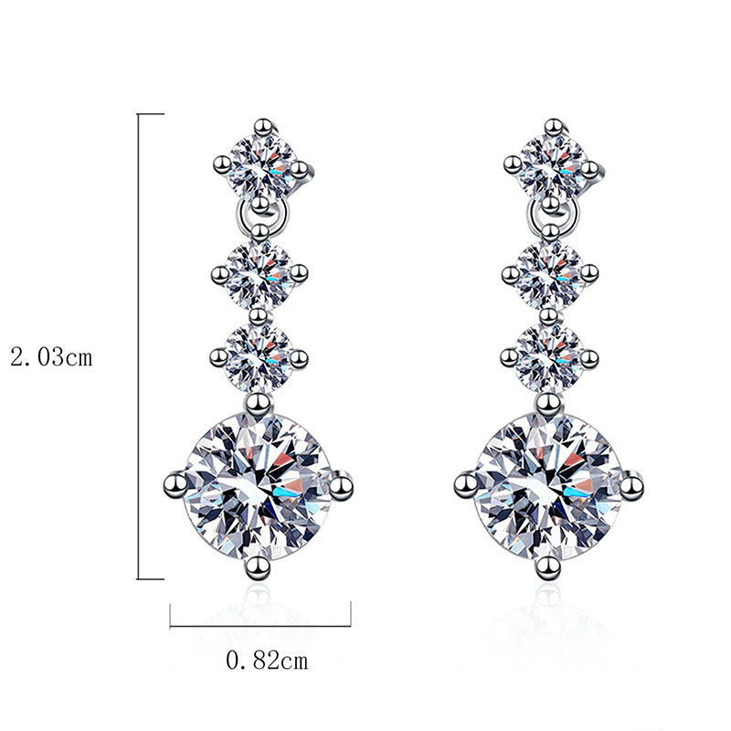1 Pair Elegant Sweet Solid Color Plating Inlay Sterling Silver Zircon White Gold Plated Drop Earrings display picture 5