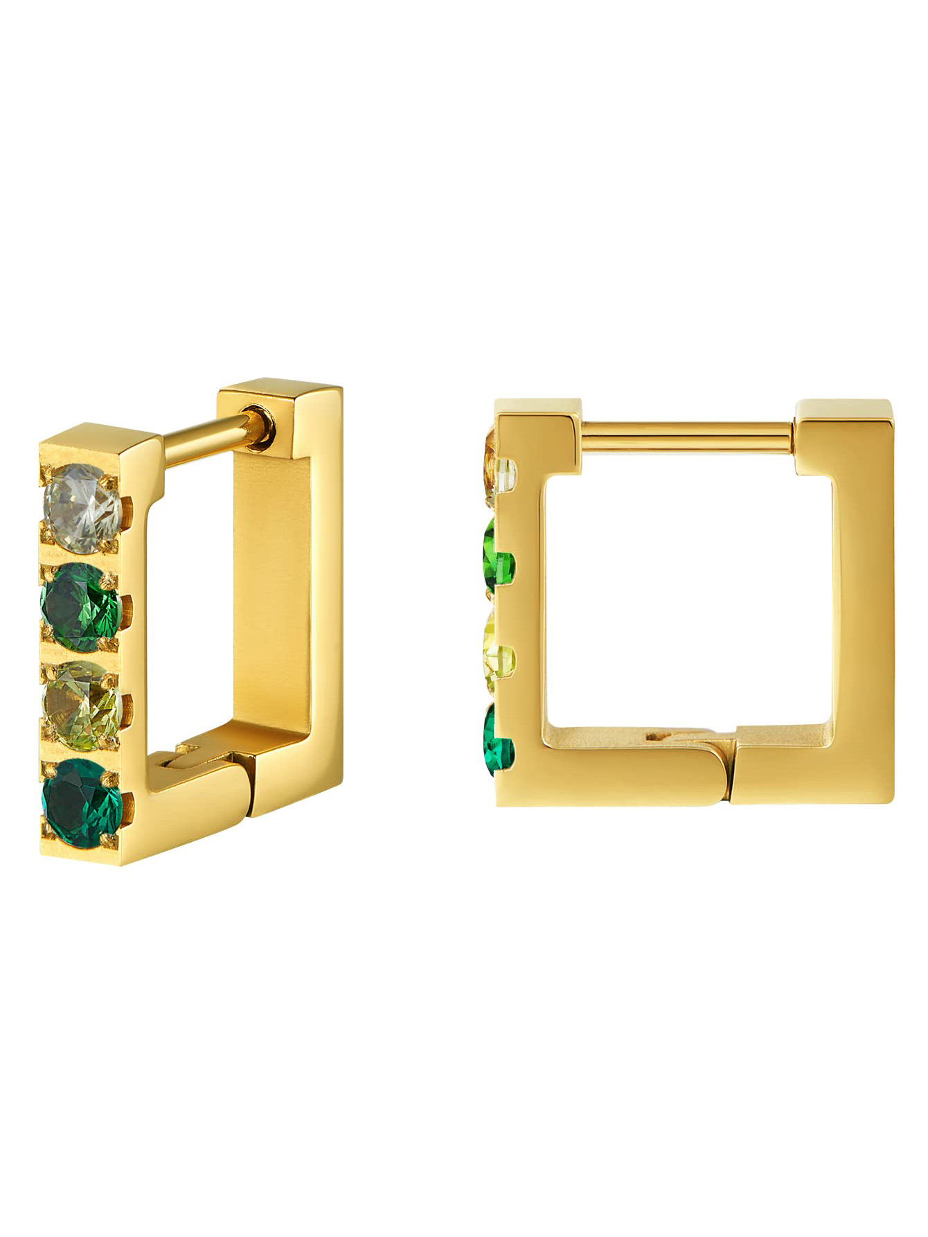 1 Pair Simple Style Geometric Plating Inlay 304 Stainless Steel Zircon 14K Gold Plated Hoop Earrings display picture 6