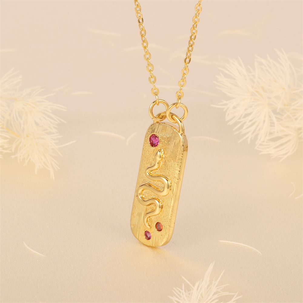 Vintage Style Simple Style Snake Copper 18k Gold Plated Zircon Pendant Necklace In Bulk display picture 3