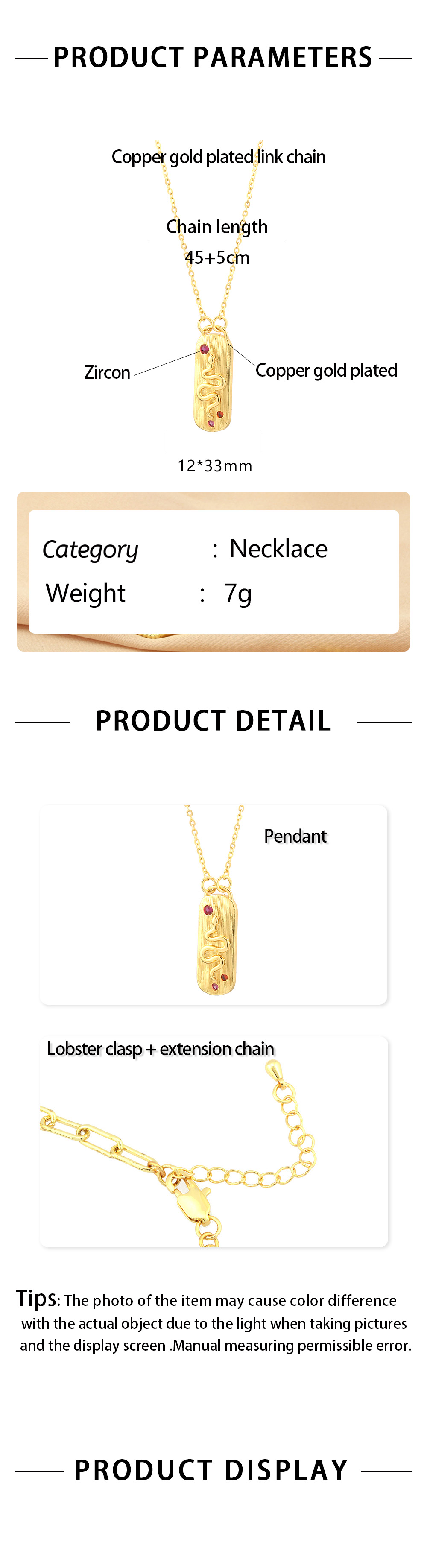 Vintage Style Simple Style Snake Copper 18k Gold Plated Zircon Pendant Necklace In Bulk display picture 1