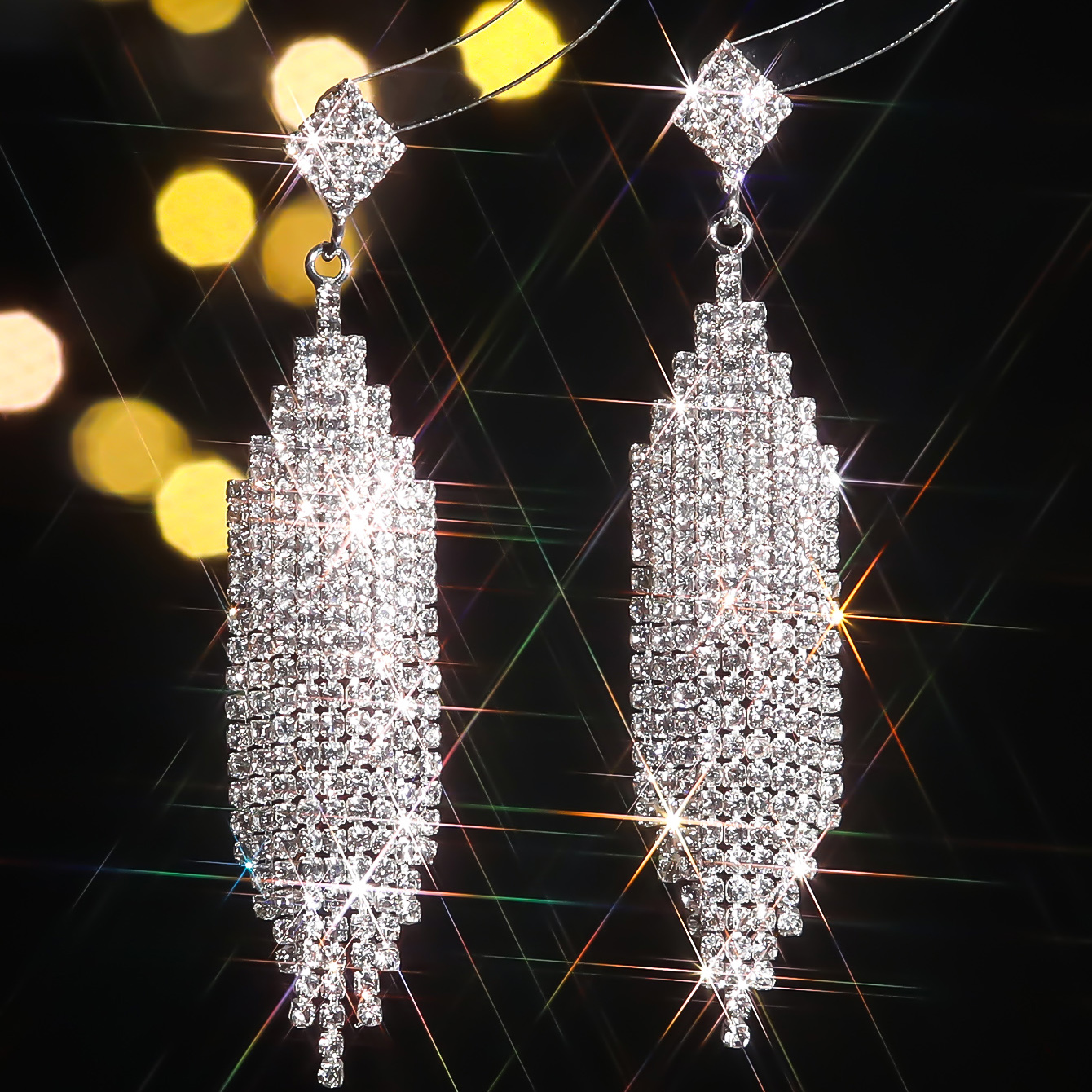 1 Pair Elegant Luxurious Geometric Plating Inlay Alloy Rhinestones Drop Earrings display picture 8