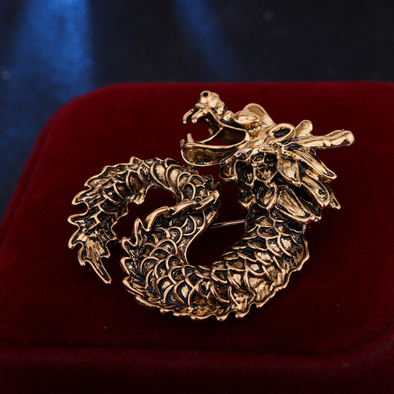 Business Dragon Zinc Plating Men's Brooches display picture 4