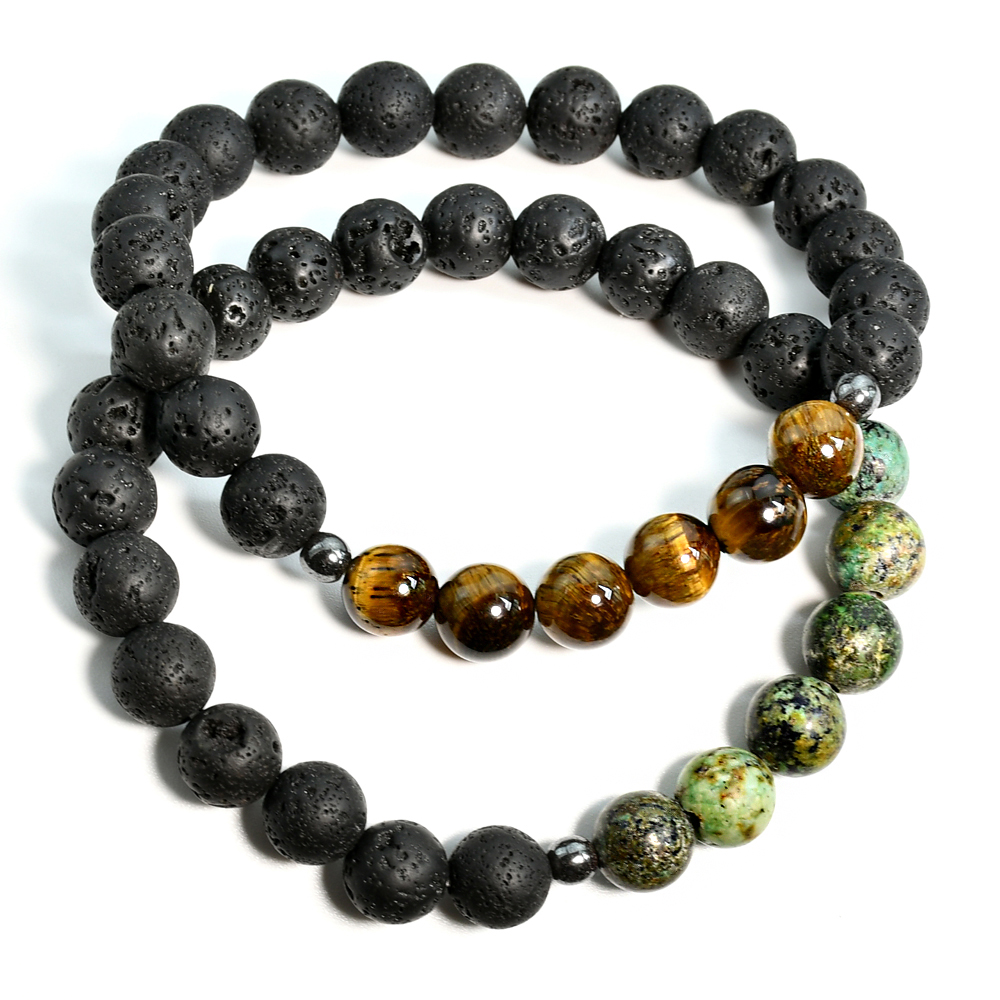 Simple Style Color Block Artificial Gemstones Beaded Men's Bracelets display picture 2