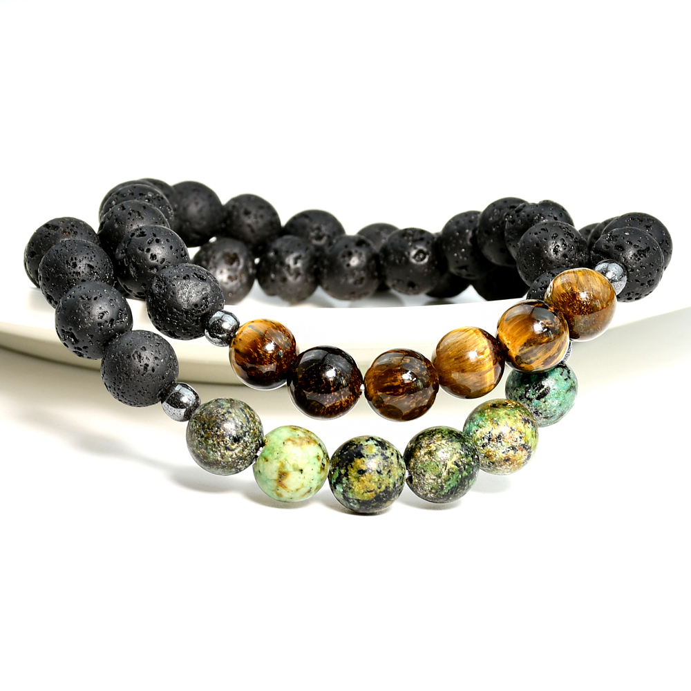 Simple Style Color Block Artificial Gemstones Beaded Men's Bracelets display picture 4