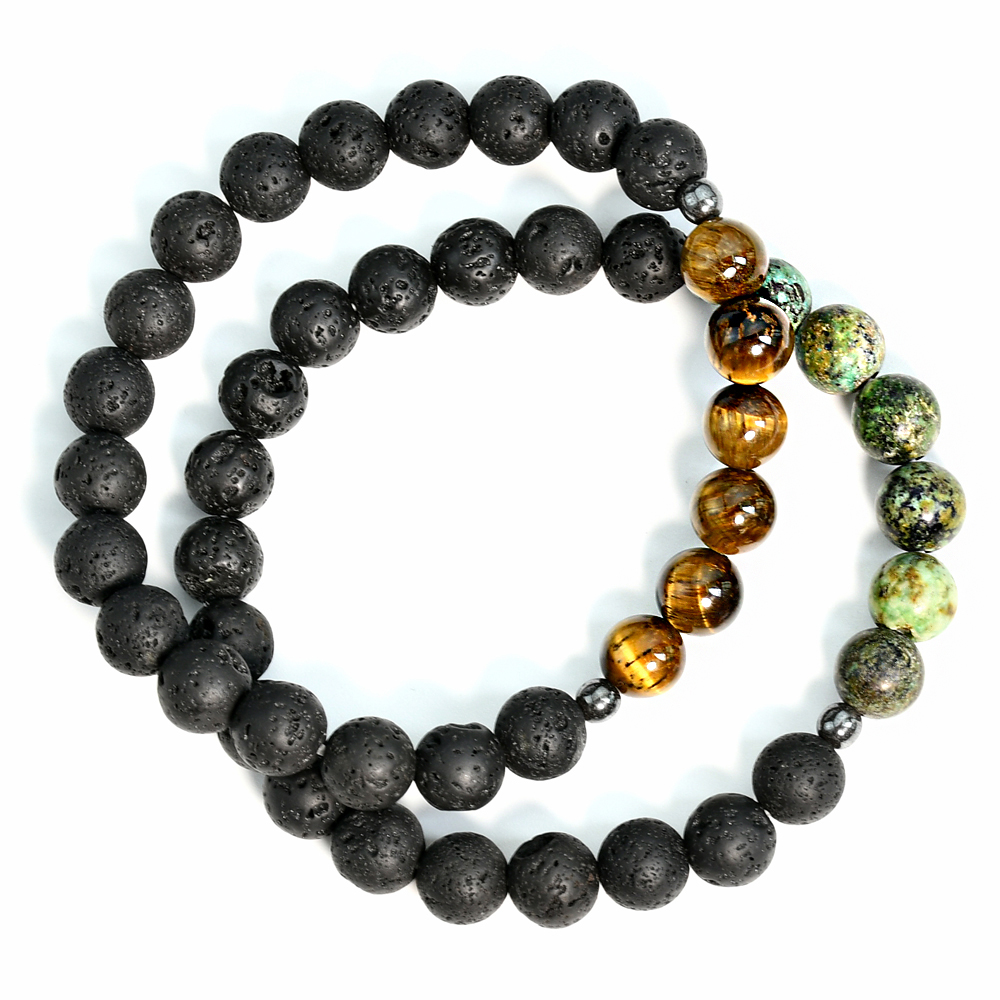 Simple Style Color Block Artificial Gemstones Beaded Men's Bracelets display picture 5