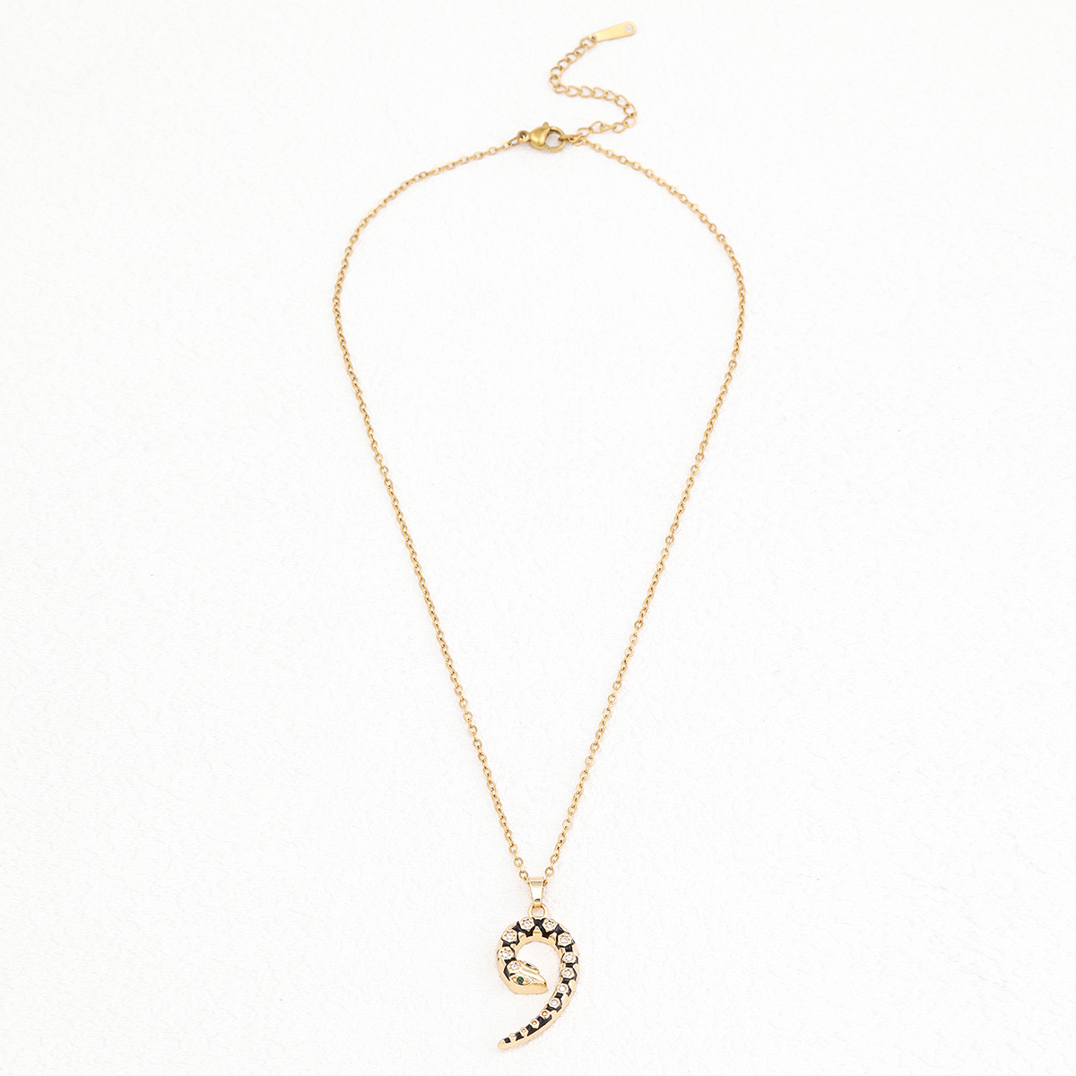 Copper Casual Simple Style Enamel Plating Inlay Snake Zircon Pendant Necklace display picture 6