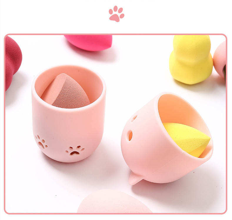 Cute Cat Natural Latex Beauty Blender Storage Box display picture 2