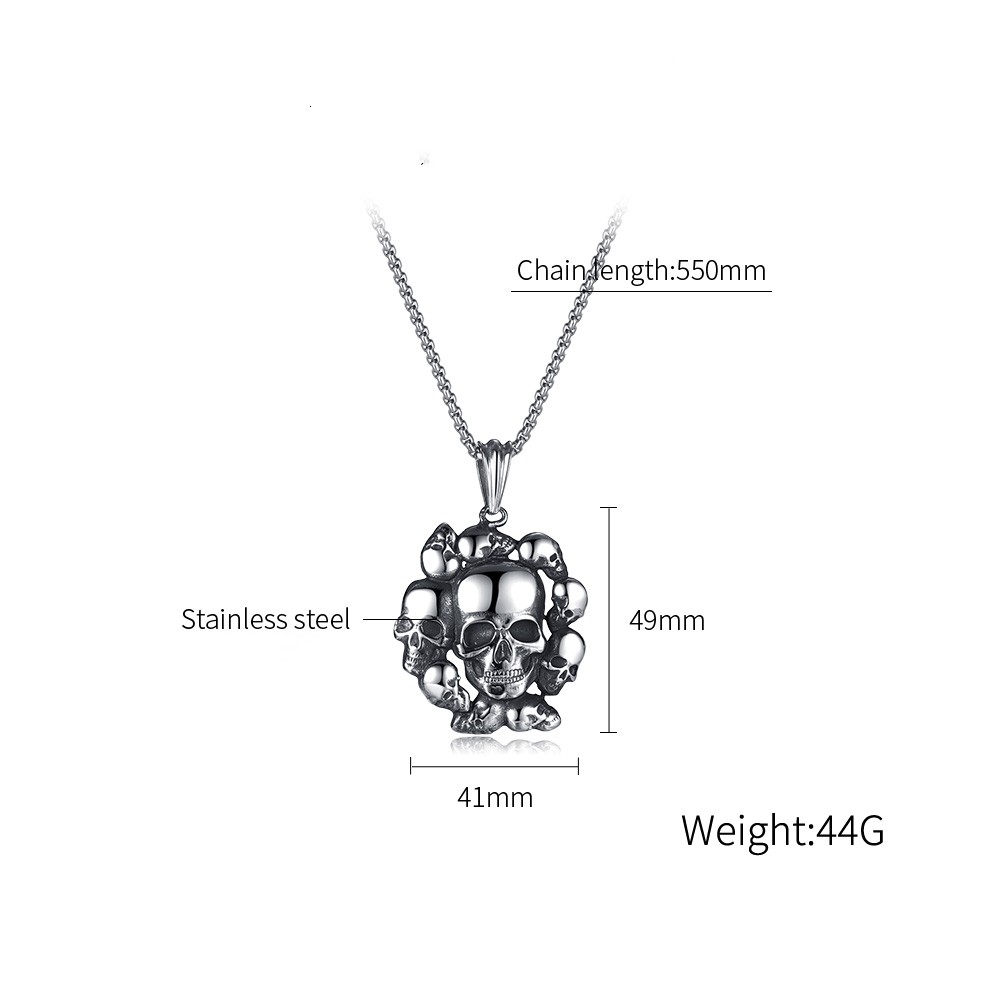 Stainless Steel Hip-Hop Vintage Style Skull No Inlay Pendant Necklace display picture 10
