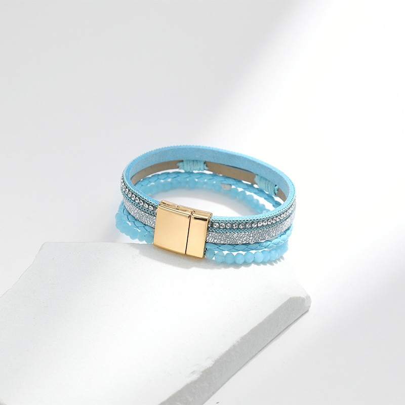 Retro Geometric Leather Beaded Women's Bracelets display picture 5