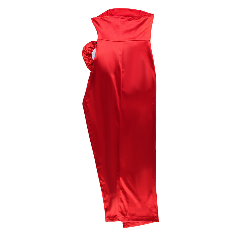 امرأة فستان الحفلة جنسي حمالة شق مطوي بلا أكمام اللون الصامد ورد فستان طويل ماكسي اليومي شارع display picture 27