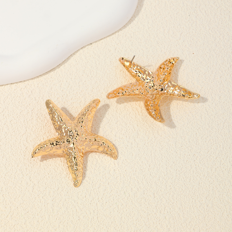 1 Pair Casual Cute Star Starfish Plating Alloy Ear Studs display picture 1