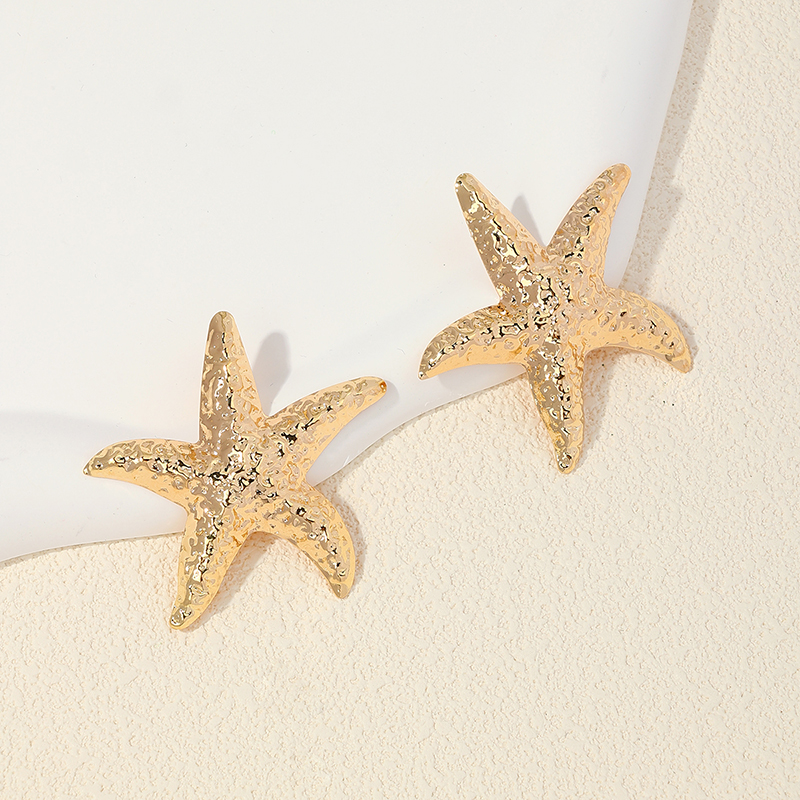 1 Pair Casual Cute Star Starfish Plating Alloy Ear Studs display picture 2