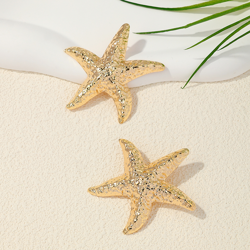 1 Pair Casual Cute Star Starfish Plating Alloy Ear Studs display picture 5