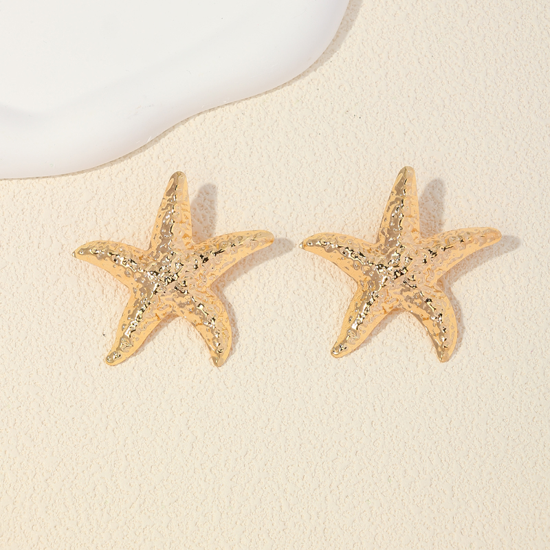 1 Pair Casual Cute Star Starfish Plating Alloy Ear Studs display picture 4