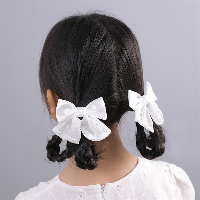 Women's Princess Cute Sweet Bow Knot Alloy Organza Inlay Artificial Pearls Hair Clip display picture 1