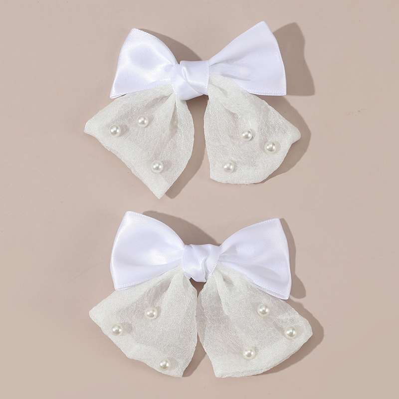 Women's Princess Cute Sweet Bow Knot Alloy Organza Inlay Artificial Pearls Hair Clip display picture 5