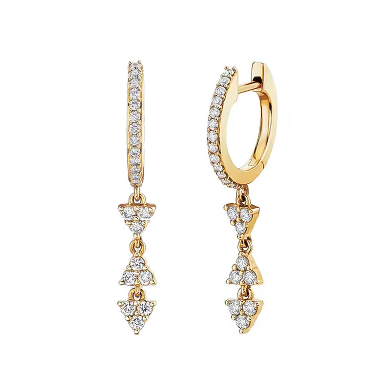 1 Pair Ig Style Simple Style Triangle Inlay Copper Zircon Drop Earrings display picture 3