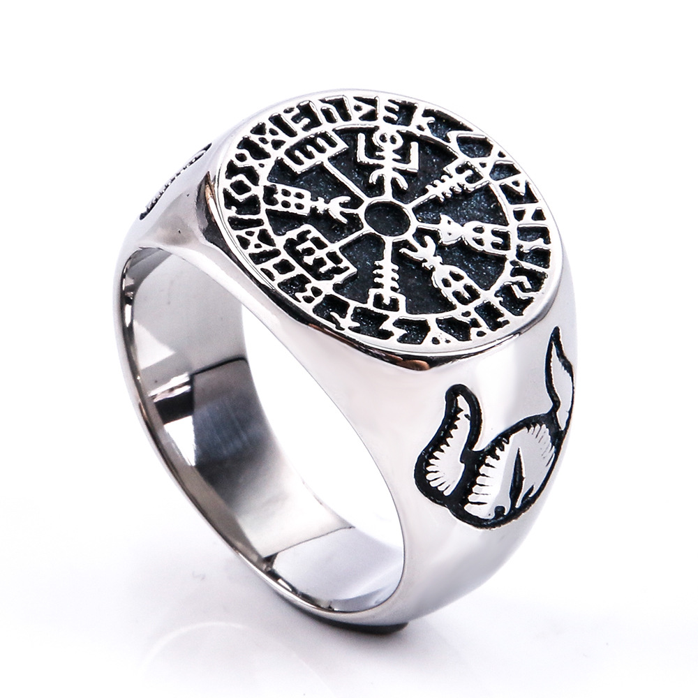 Punk Geometric Compass Titanium Steel Polishing Plating Men's Rings display picture 2