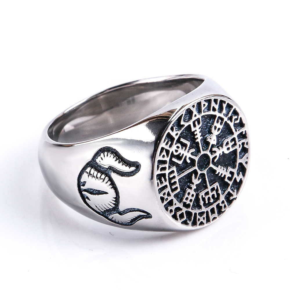 Punk Geometric Compass Titanium Steel Polishing Plating Men's Rings display picture 3