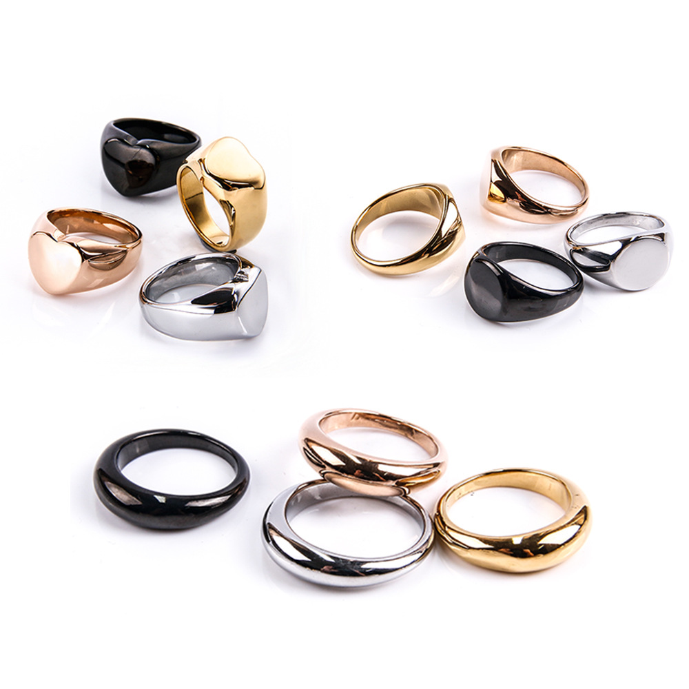 Simple Style Geometric Titanium Steel Plating 18K Gold Plated Unisex Rings display picture 1