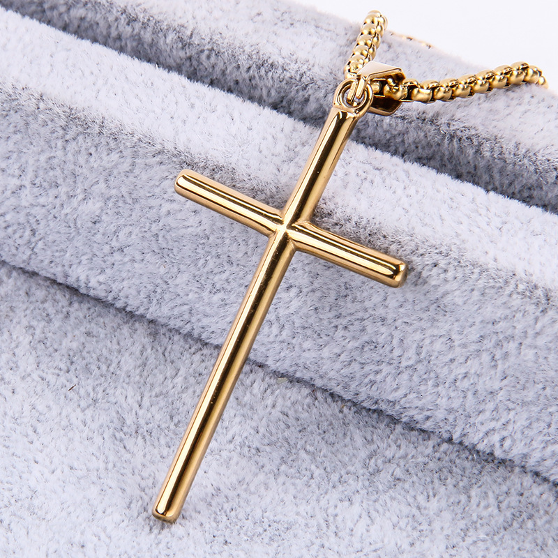 1 Piece Titanium Steel 18K Gold Plated Cross display picture 4
