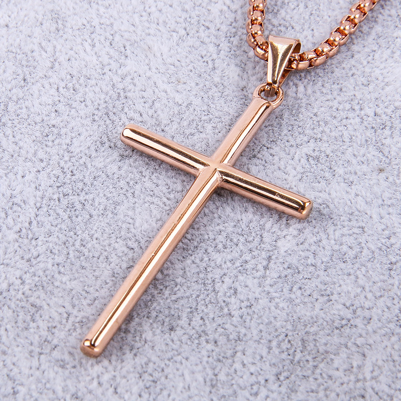 1 Piece Titanium Steel 18K Gold Plated Cross display picture 18