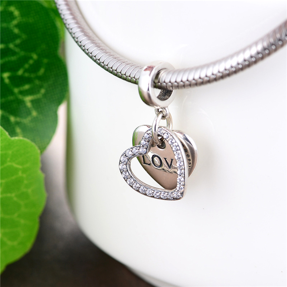 Basic Wedding Romantic Heart Shape Sterling Silver Beaded Plating Inlay Zircon Rhodium Plated Jewelry Accessories display picture 2
